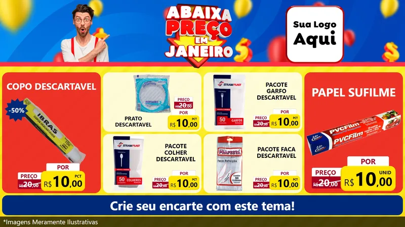 Modelo de TV para TV Horizontal com o tema Abaixa Preço em Janeiro para Embalagens