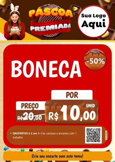 Modelo de Cartaz para Cartaz A4 Vertical com o tema Páscoa Premiada para Brinquedos
