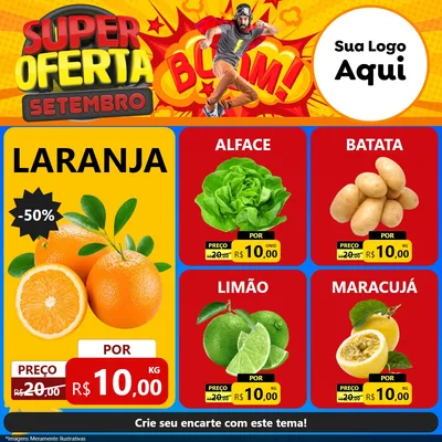 Modelo de Rede Social para Feed Facebook com o tema Super Oferta Setembro para Hortifrúti