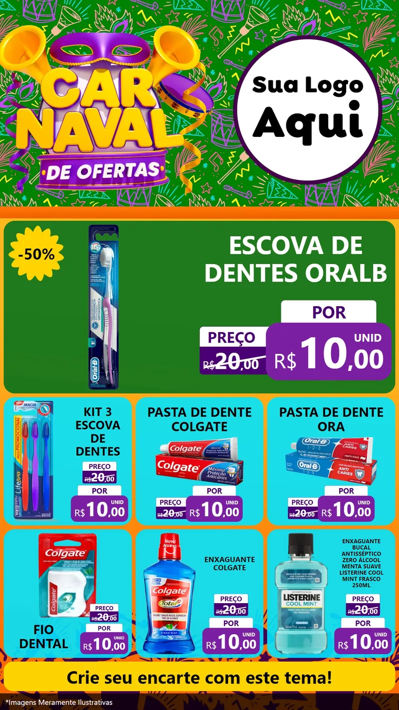 Modelo de Rede Social para Stories com o tema Carnaval de Ofertas para Higiene Pessoal
