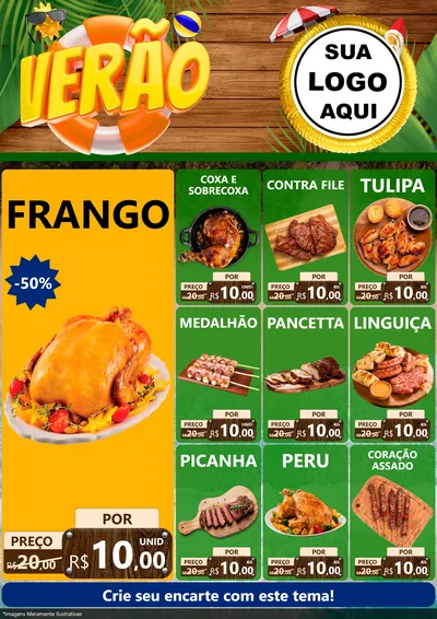 Modelo de Encarte para Encarte A4 Vertical com o tema Verão para Assados