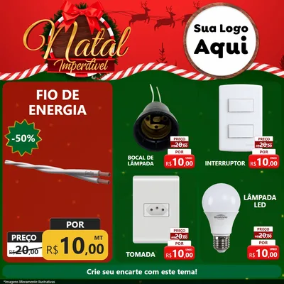 Modelo de Rede Social para Feed Facebook com o tema Natal Imperdível para Materiais Elétricos