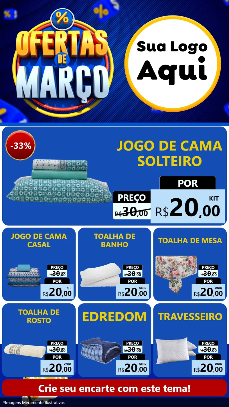 Modelo de Rede Social para Stories com o tema Ofertas de Março para Cama, Mesa e Banho