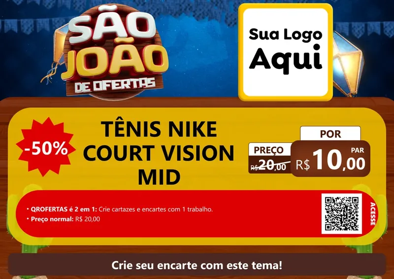 Modelo de Cartaz para Cartaz A4 Horizontal com o tema São João Ofertas Imbatíveis! - Junina para Calçados