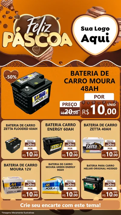 Modelo de Rede Social para Stories com o tema Feliz Páscoa para Baterias Elétricas