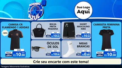 Modelo de TV para TV Horizontal com o tema Novembro Azul para Roupas e acessórios