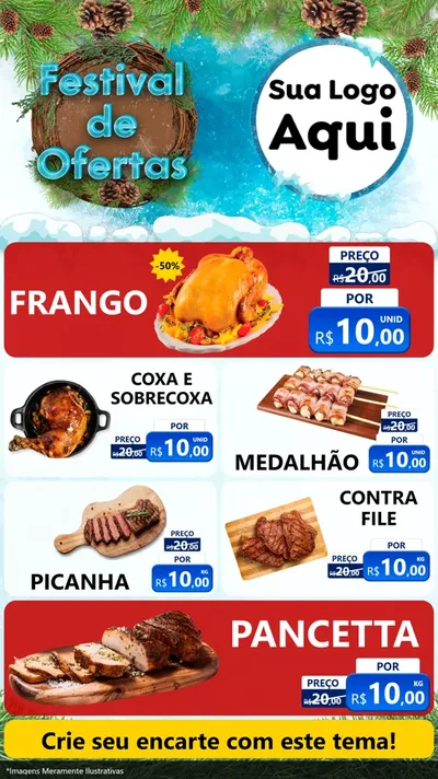 Modelo de TV para TV Vertical com o tema Festival de Ofertas - Inverno para Assados