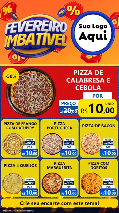 Modelo de Rede Social para Stories com o tema Fevereiro Imbatível para Pizzaria