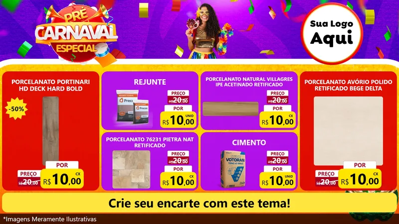 Modelo de TV para TV Horizontal com o tema Pré-Carnaval Especial para Pisos e revestimentos