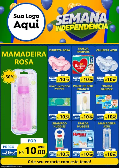 Modelo de Encarte para Encarte A4 Vertical com o tema Semana da Independência para Bebês