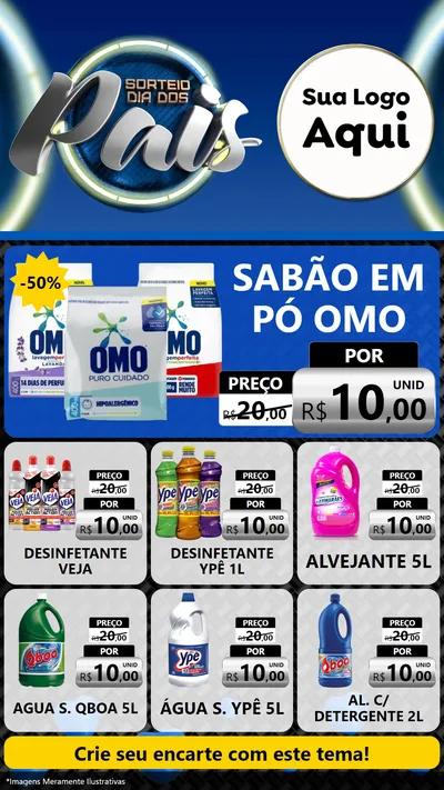 Modelo de Rede Social para Stories com o tema Sorteio Dia Dos Pais para Produtos de Limpeza