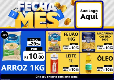 Modelo de Encarte para Encarte A4 Horizontal com o tema Fecha Mês para Supermercado