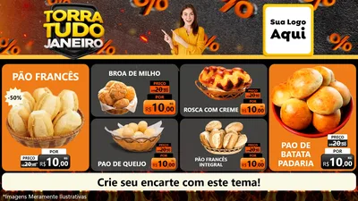 Modelo de TV para TV Horizontal com o tema Torra Tudo Janeiro para Padaria