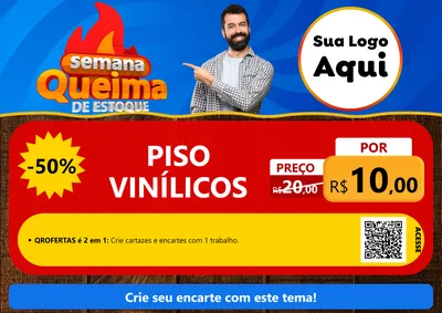 Modelo de Cartaz para Cartaz A4 Horizontal com o tema Semana Queima de Estoque para Material para Construção