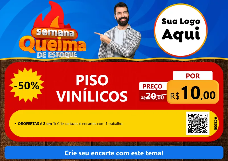 Modelo de Cartaz para Cartaz A4 Horizontal com o tema Semana Queima de Estoque para Material para Construção