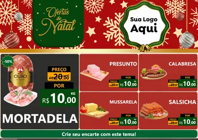 Modelo de Encarte para Encarte A4 Horizontal com o tema Natal de Ofertas para Frios e Laticínios