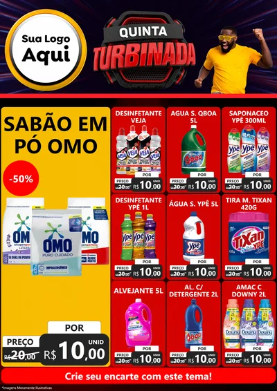 Modelo de Encarte para Encarte A4 Vertical com o tema Quinta Turbinada para Produtos de Limpeza