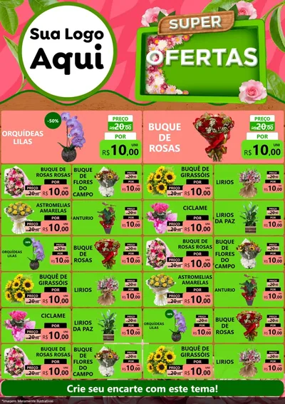 Modelo de Encarte para Encarte A4 Vertical com o tema Super Ofertas- Jardinagem e Floricultura para Floricultura e jardim