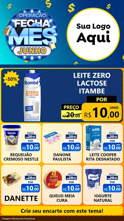 Modelo de Rede Social para Stories com o tema Operação Fecha Mês, Junho para Frios e Laticínios