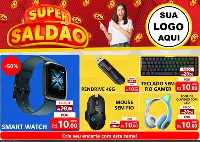 Modelo de Encarte para Encarte A4 Horizontal com o tema Super Saldão para Informática