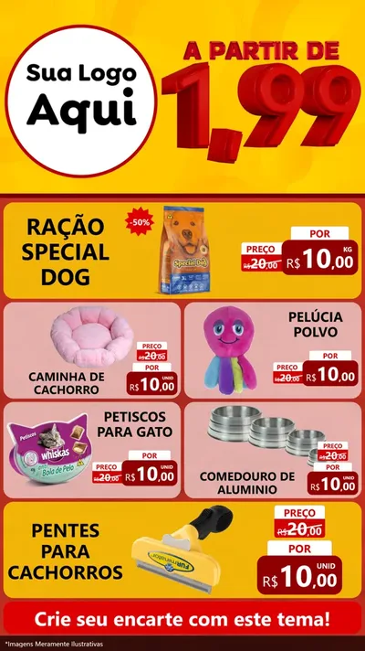 Modelo de TV para TV Vertical com o tema A Partir de Um e Noventa e Nove - 1,99 para Pet Shop