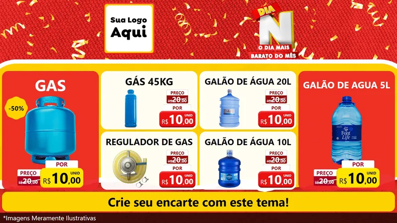 Modelo de TV para TV Horizontal com o tema Dia N o Dia Mais Barato do Mês para Água e gás