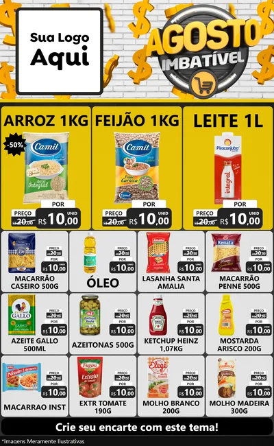 Modelo de Encarte para Encarte Grande com o tema Agosto imbatível para Supermercado