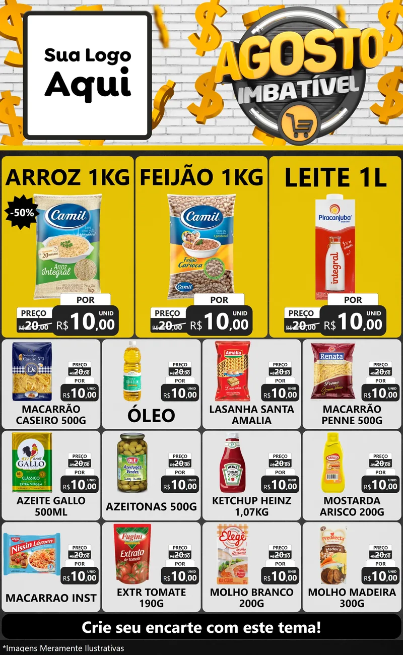 Modelo de Encarte para Encarte Grande com o tema Agosto imbatível para Supermercado