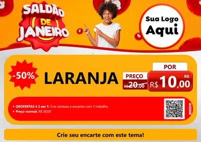 Modelo de Cartaz para Cartaz A4 Horizontal com o tema Saldão de Janeiro para Hortifrúti