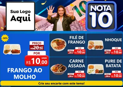 Modelo de Encarte para Encarte A4 Horizontal com o tema Nota 10 para Restaurante