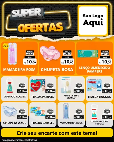 Modelo de Rede Social para Feed Instagram com o tema Super Ofertas para Bebês