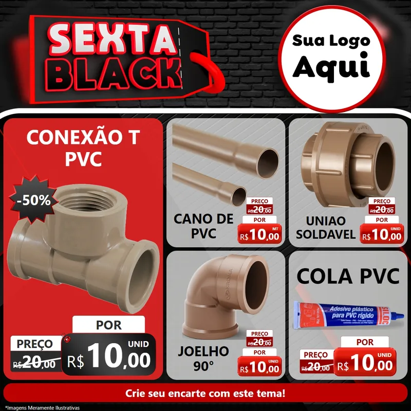 Modelo de Rede Social para Feed Facebook com o tema Sexta Black para Tubos e conexões