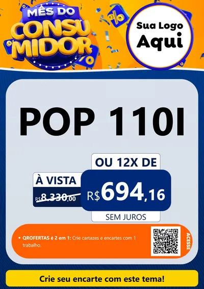 Modelo de Cartaz para Cartaz A4 Vertical com o tema Mês do Consumidor para Concessionaria de Motos