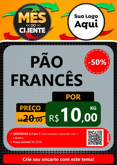 Modelo de Cartaz para Cartaz A4 Vertical com o tema Mês do Cliente para Padaria