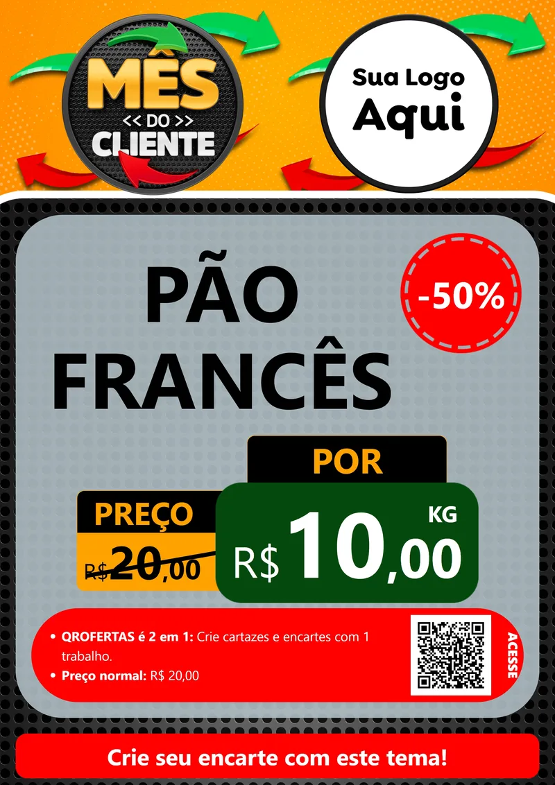 Modelo de Cartaz para Cartaz A4 Vertical com o tema Mês do Cliente para Padaria