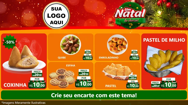 Modelo de TV para TV Horizontal com o tema Um Natal de Ofertas para Salgadaria