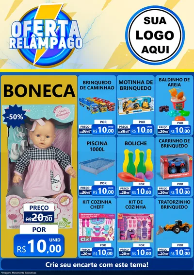 Modelo de Encarte para Encarte A4 Vertical com o tema Oferta Relâmpago para Brinquedos