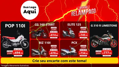 Modelo de TV para TV Horizontal com o tema Ofertas Relâmpago para Concessionaria de Motos