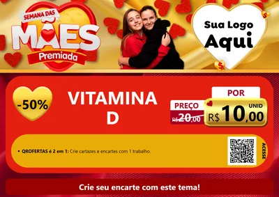 Modelo de Cartaz para Cartaz A4 Horizontal com o tema Semana das Mães Premiada para Farmácia