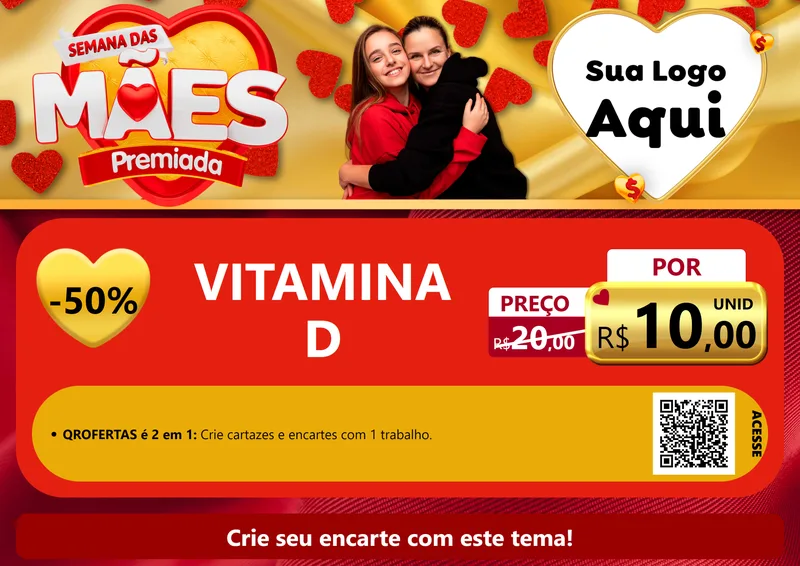 Modelo de Cartaz para Cartaz A4 Horizontal com o tema Semana das Mães Premiada para Farmácia