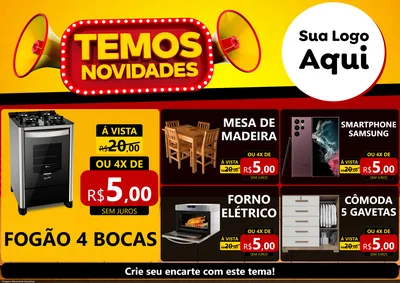 Modelo de Encarte para Encarte A4 Horizontal com o tema Temos Novidades para Móveis e Eletro
