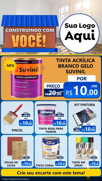 Modelo de Rede Social para Stories com o tema Construindo Com Você para Tintas e Ferramentas