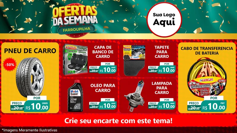 Modelo de TV para TV Horizontal com o tema Ofertas da Semana Farroupilha para Auto peças