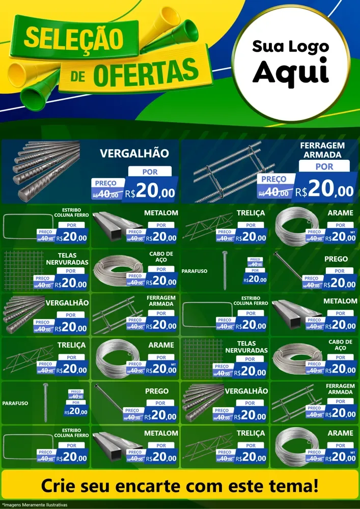 Modelo de Encarte para Encarte A4 Vertical com o tema Seleção de Ofertas - Copa para Ferragens