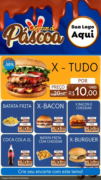 Modelo de Rede Social para Stories com o tema Ofertas de Páscoa para Hamburgueria