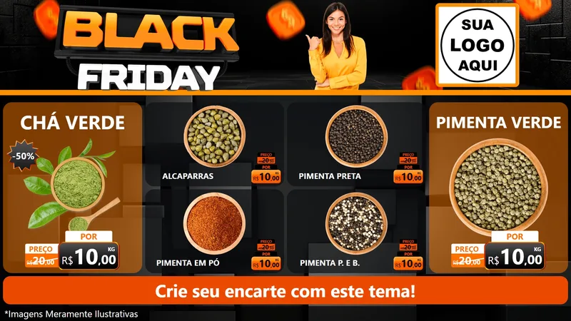 Modelo de TV para TV Horizontal com o tema Black Friday para Produtos Naturais