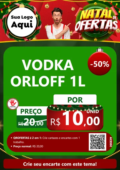 Modelo de Cartaz para Cartaz A4 Vertical com o tema Natal de Ofertas para Distribuidora de bebidas