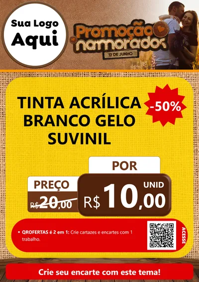 Modelo de Cartaz para Cartaz A4 Vertical com o tema Promoção Namorados para Tintas e Ferramentas