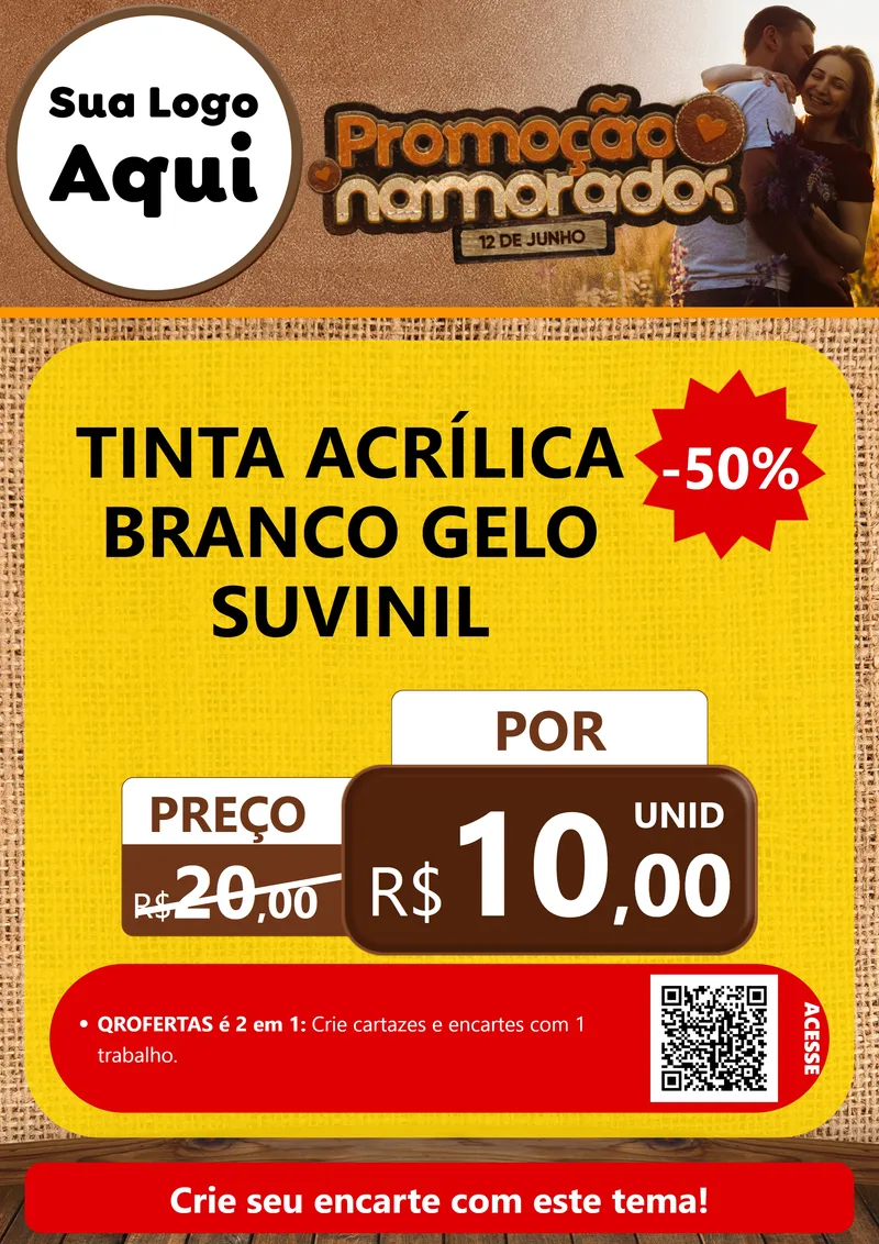 Modelo de Cartaz para Cartaz A4 Vertical com o tema Promoção Namorados para Tintas e Ferramentas