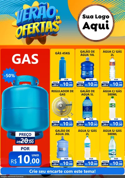 Modelo de Encarte para Encarte A4 Vertical com o tema Verão de Ofertas para Água e gás